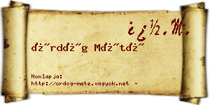 Ördög Máté névjegykártya
